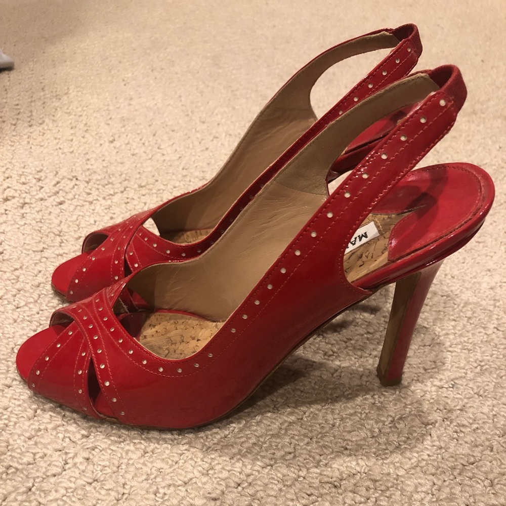 Manolo Blahnik Sling back red patent leather pumps